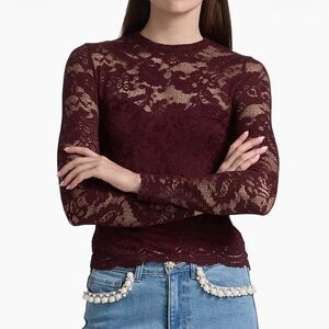 Generation Love Burgundy long sleeve Lace Top XXS